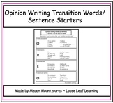 Opinion Writing Transitions/Sentence Starters