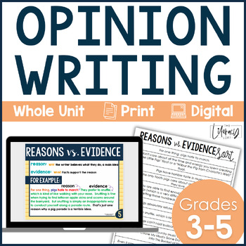 Preview of Opinion Writing Unit Lessons Prompts Rubric Graphic Organizers 3rd Grade 4th 5th