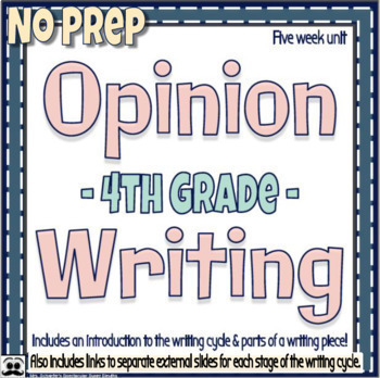 Preview of Opinion Writing Unit - 4th Grade -Digital Learning- All Stages of Writing Cycle