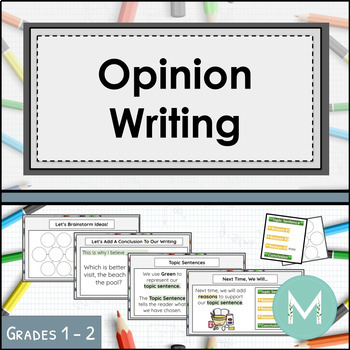 Preview of Opinion Writing Unit: Full Lessons, Slides, Prompts, and Organizers
