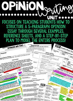 Preview of Opinion Writing Unit: Guided Notes, Sample Essays, Outlines & More