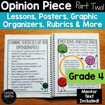 Preview of Opinion Writing Unit Part 2 4th Grade Graphic Organizer Anchor Charts Rubric