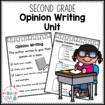 Preview of Opinion Writing Unit SECOND GRADE graphic organizers posters writing papers