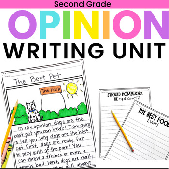 Preview of Opinion Writing Unit Second Grade l 2nd Grade Writing Prompts Activities
