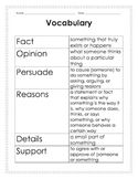 Opinion Writing Vocabulary