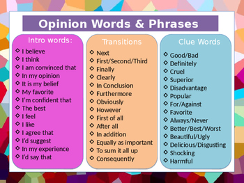 opinion essay key words