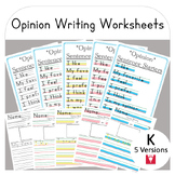 Opinion Writing Worksheets-Kindergarten- Adapted Paper