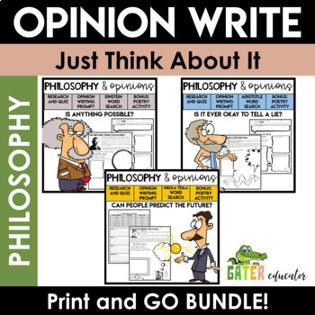 Preview of Opinion Writing | Writing Prompts | Philosophy BUNDLE