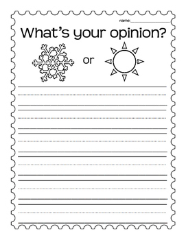 Opinion Writing and Fact or Opinion Sheet by Designed by Danielle