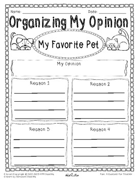 Opinion Writing and Graphic Organizer-My Favorite Pet Differentiated