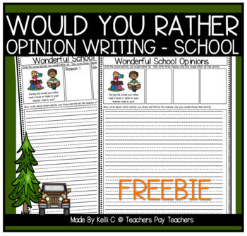 Preview of Would You Rather Opinion Writing Prompts Graphic Organizers School FREEBIE