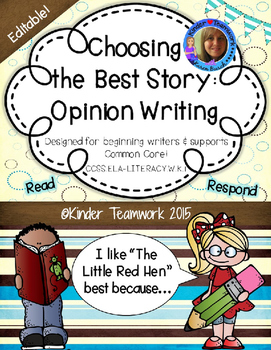 Preview of Opinion Writing for Kindergarten; My Favorite Book or Story ~EDITABLE~