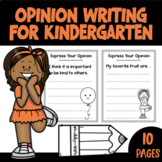 Opinion Writing for Kindergarten Writing Paper with 10 exa