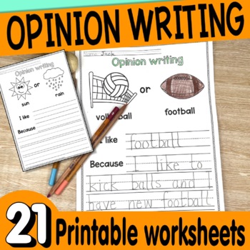 Preview of Opinion writing and writing practice worksheets for literacy centers