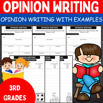 Preview of Opinion writing reasons & examples Prompts 3rd Grade, writing graphic organizer