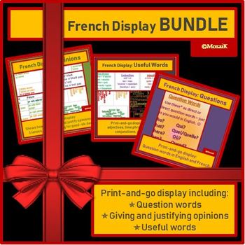Preview of Opinions Questions Adjectives French Display BUNDLE