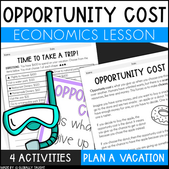 Preview of Opportunity Cost Lesson and Activities with a Plan a Vacation Project - Scarcity