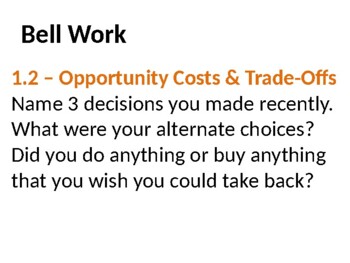 Preview of 1.2 Opportunity Costs & Tradeoffs PowerPoint (Economics)