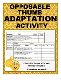 Opposable Thumb Adaptation & Natural Selection activity, a