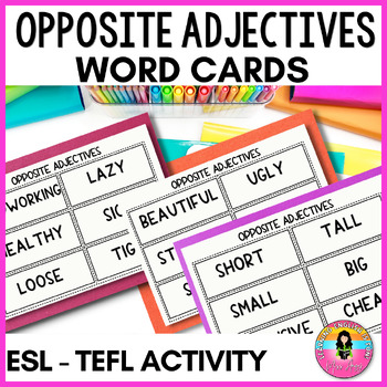 Preview of Opposite Adjectives Word Cards Cut Out Paper Sheets