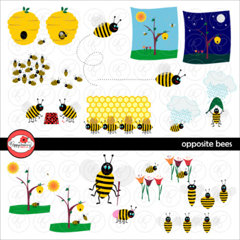 Preview of Opposite Bees Clipart by Poppydreamz