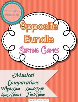 Preview of Opposite Bundle - Music Center Game and Worksheets