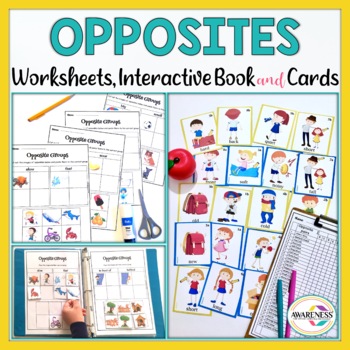 Preview of Opposites Worksheets | Cards Matching and Sorting Activities