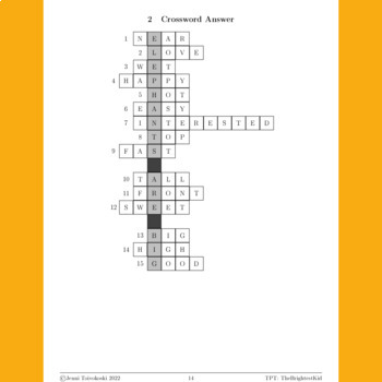 Opposite Words Crossword Puzzles by TheBrightestKid TPT