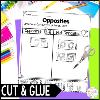 opposite worksheets by glitter and glue 4 k 2 teachers