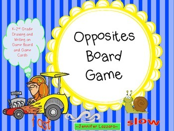 Preview of Opposites Board Game for Primary *Folder Game with Drawing and Writing