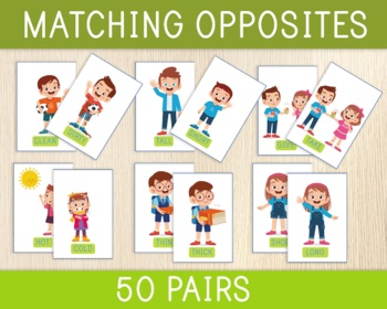 Preview of Opposites - Matching Activity - Pairing Cards - Flashcards - Memory Game