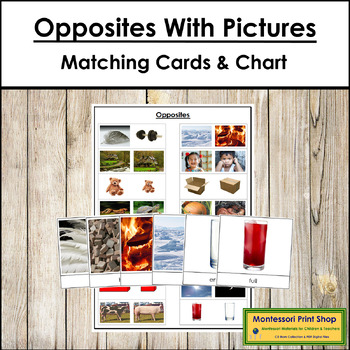Preview of Opposites with Pictures - Matching Cards & Control Chart