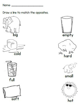 opposites matching worksheet by playful learning tpt
