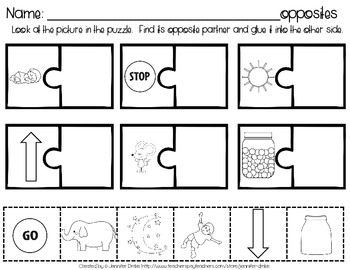 opposites puzzles 14 2 piece puzzles plus printables by jennifer drake
