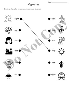 Opposites Worksheets (Kindergarten & ESL/ELL Friendly) by Miss J Ong