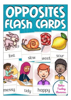 Preview of Opposites (antonyms) flash cards - ESL English vocabulary picture cards