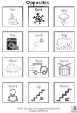 Opposites - black and white worksheet