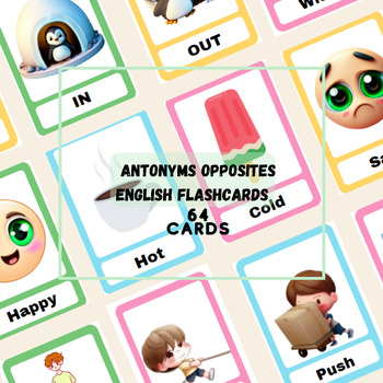 Preview of Opposites or antonyms flash card,  Montessori, Printable for kids, opposites