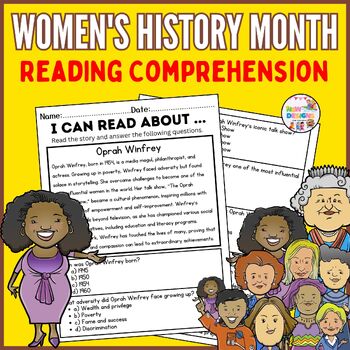 Preview of Oprah Winfrey Reading Comprehension / Women's History Month Worksheets
