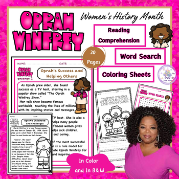 Preview of Oprah Winfrey: Women's History Month Reading Comprehension , Word Search & more!