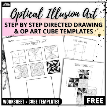 Preview of Optical Illusion Art: Step by Step Directed Drawing and Op Art Cube | Free