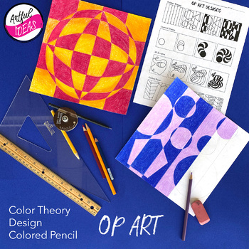 Preview of Optical Illusion Art and Color Schemes Drawing Lesson