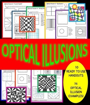 Preview of Optical Illusions! 10 Step-by-Step Handouts- Middle School Drawing Packet