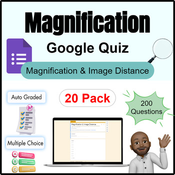 Preview of Optics Quiz | Magnification Quiz: Magnification & Image | Google Form | 20 P