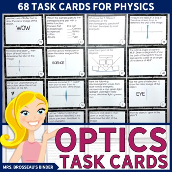 Preview of Optics Task Cards | Exit Cards for Physics