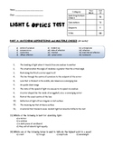 Optics Test (with Answer Key)