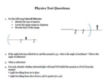 Optics Unit - Test Questions & Answer Key