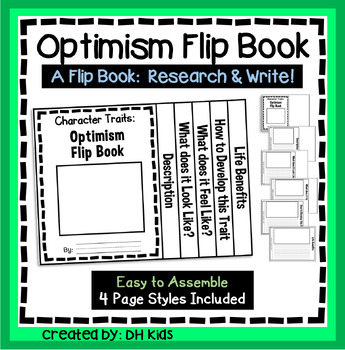 Preview of Optimism Flip Book - Social Emotional Learning - SEL - Character Trait