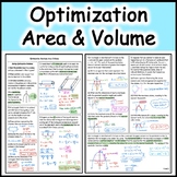 Optimization Maximum Area & Maximum Volume in Pre-Calculus Honors