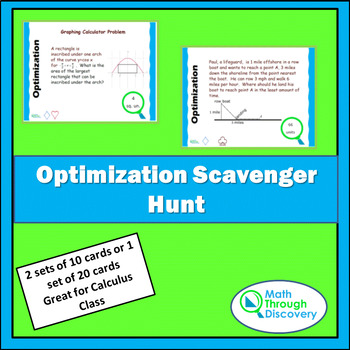 Preview of Calculus - Optimization Scavenger Hunt